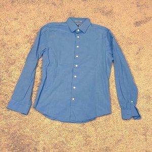 Mens EXPRESS 1MX Textured Blue Dress Shirt